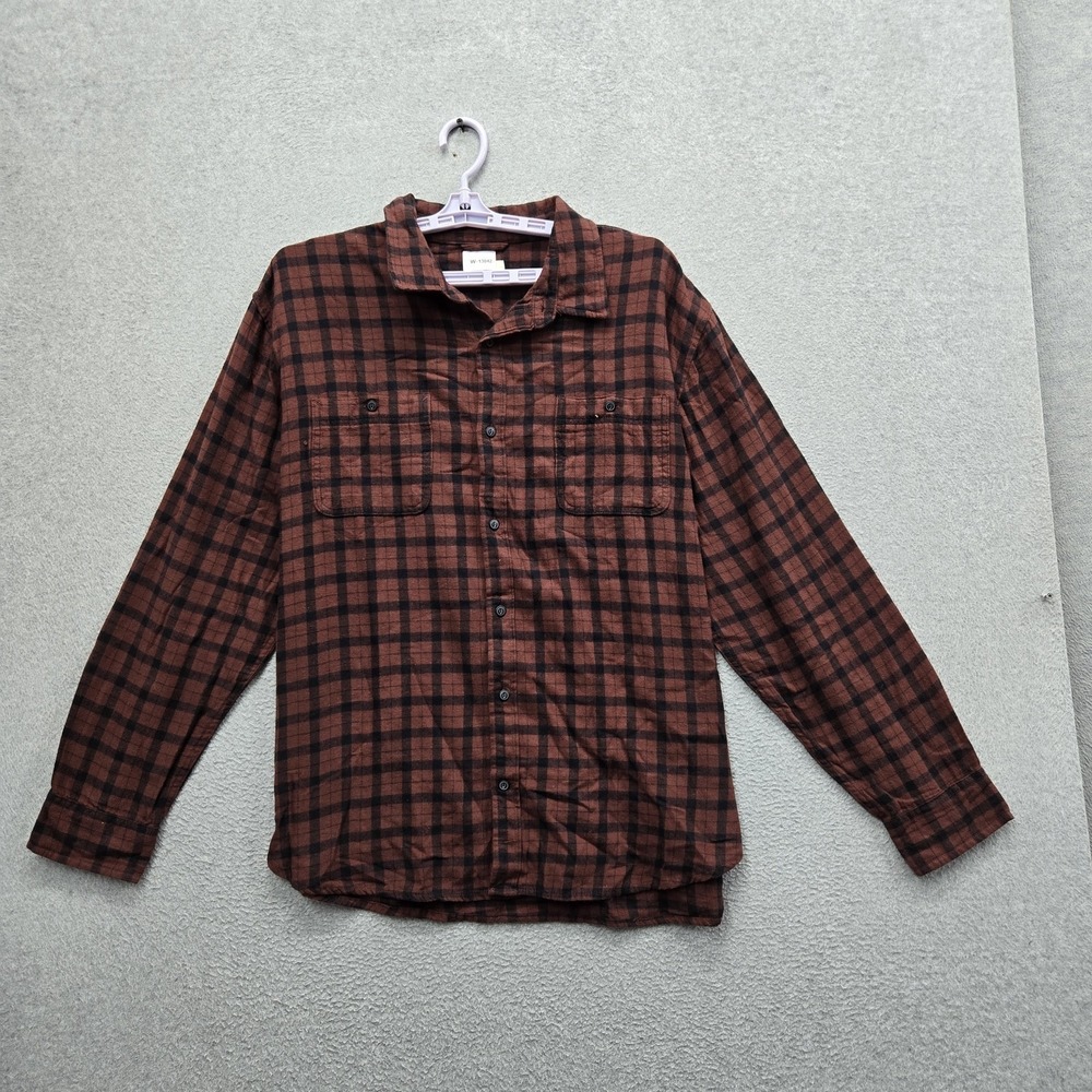 Mutual Weave Men Button Up Shirt XXL Brown Plaid Flannel Casual NWT